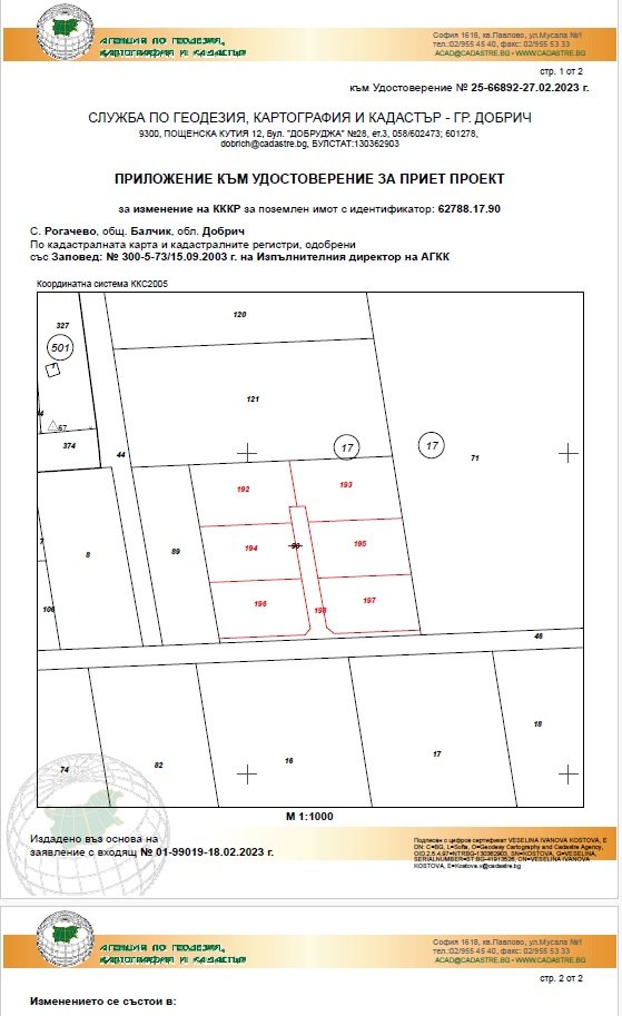 Скица на шестте парцела